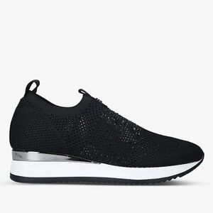 Carvela Black Janeiro 2 Crystal-Embellished Knitted Trainers Women’s US 6.5 $130